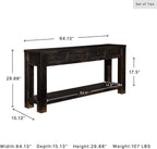 Signature Design by Ashley Gavelston Sofa Table, Couch Table with Drawers & Shelf, Hand-Finished Wood Console for Living Room or Entryway, Weathered Black