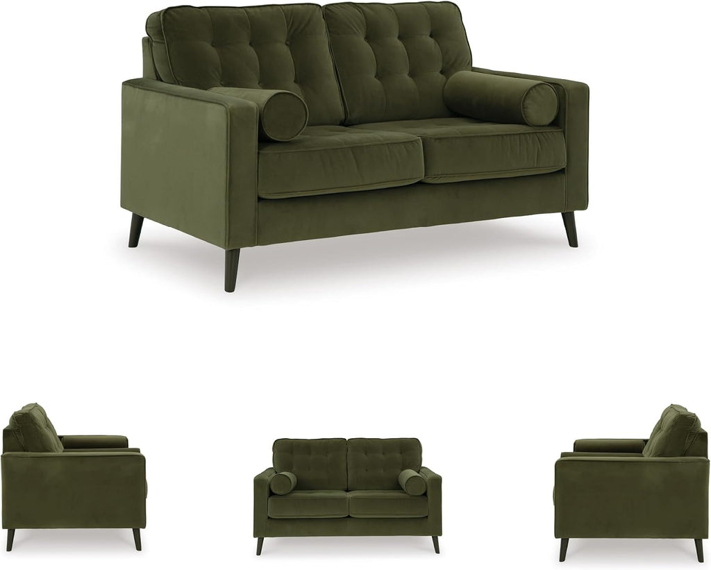 Signature Design by Ashley Reveon Lakes Contemporary Loveseat with Tufted Cushion and Removable Cushion, Green