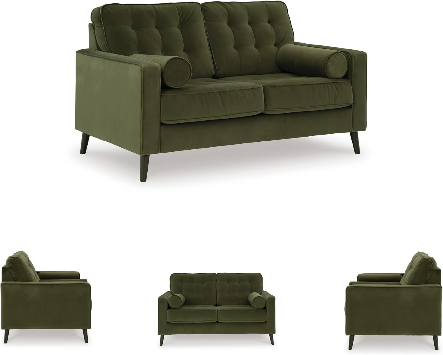 Signature Design by Ashley Reveon Lakes Contemporary Loveseat with Tufted Cushion and Removable Cushion, Green