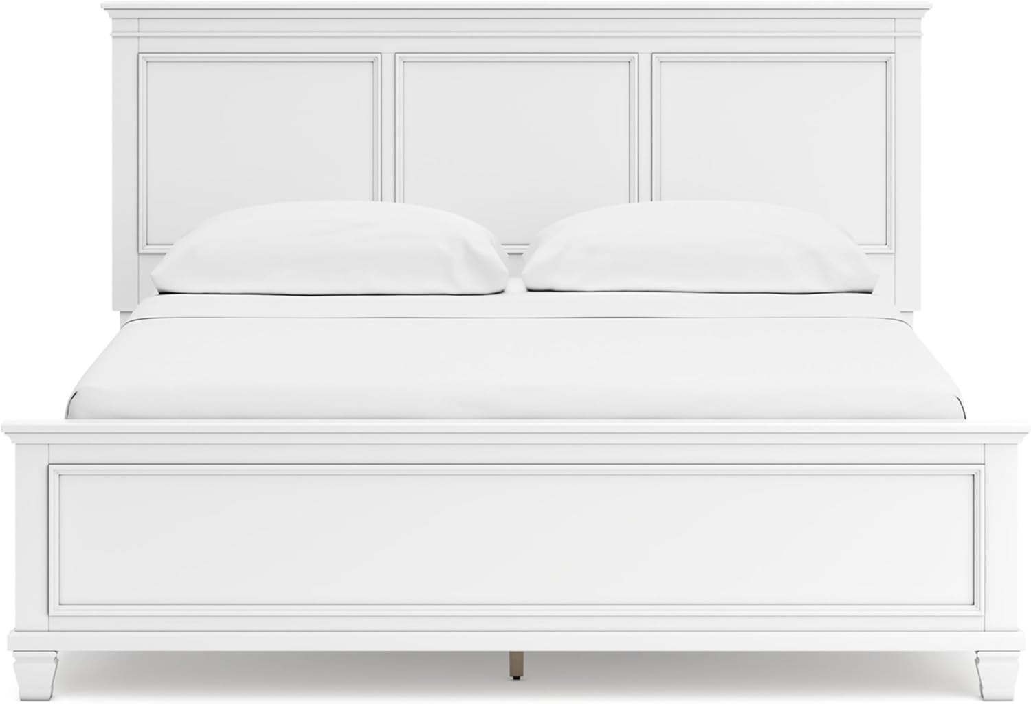Signature Design by Ashley Fortman Transitional California King Panel Bed with Tapered Feet, Foundation or Box Spring Needed, White