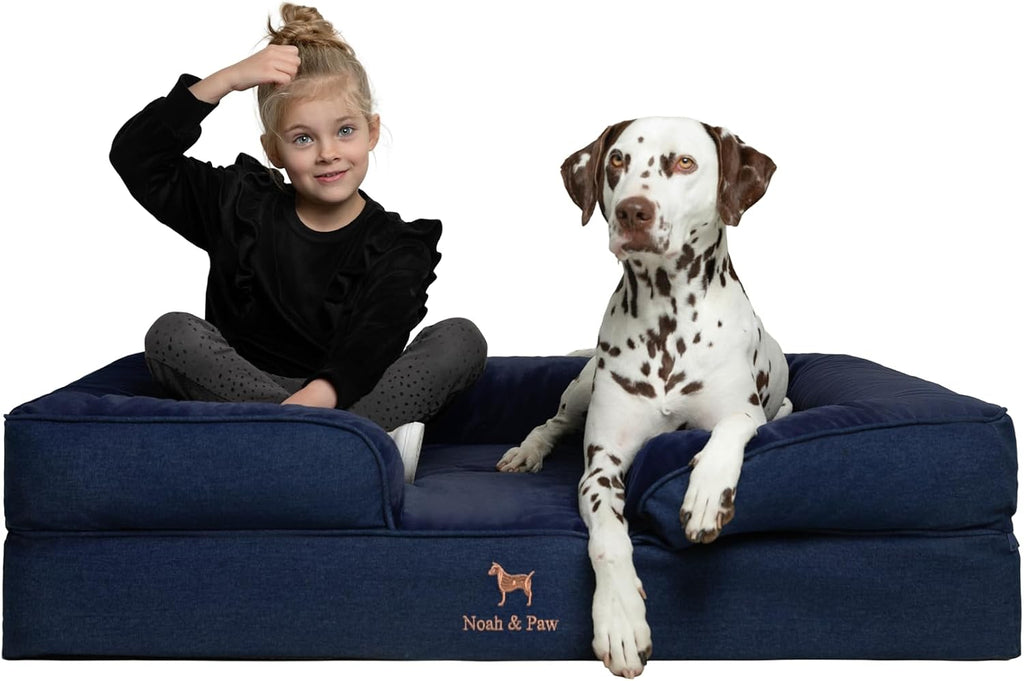 NOAH & PAW Giant Dog Bed XXL, 55x45x11 Inch, Orthopedic Dog Beds, Eggshell Memory Foam Infused with Cooling Gel, Inner Cover, Water Resistant, Machine Washable (Velvet Sofa Collection)