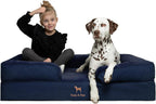 NOAH & PAW Giant Dog Bed XXL, 55x45x11 Inch, Orthopedic Dog Beds, Eggshell Memory Foam Infused with Cooling Gel, Inner Cover, Water Resistant, Machine Washable (Velvet Sofa Collection)