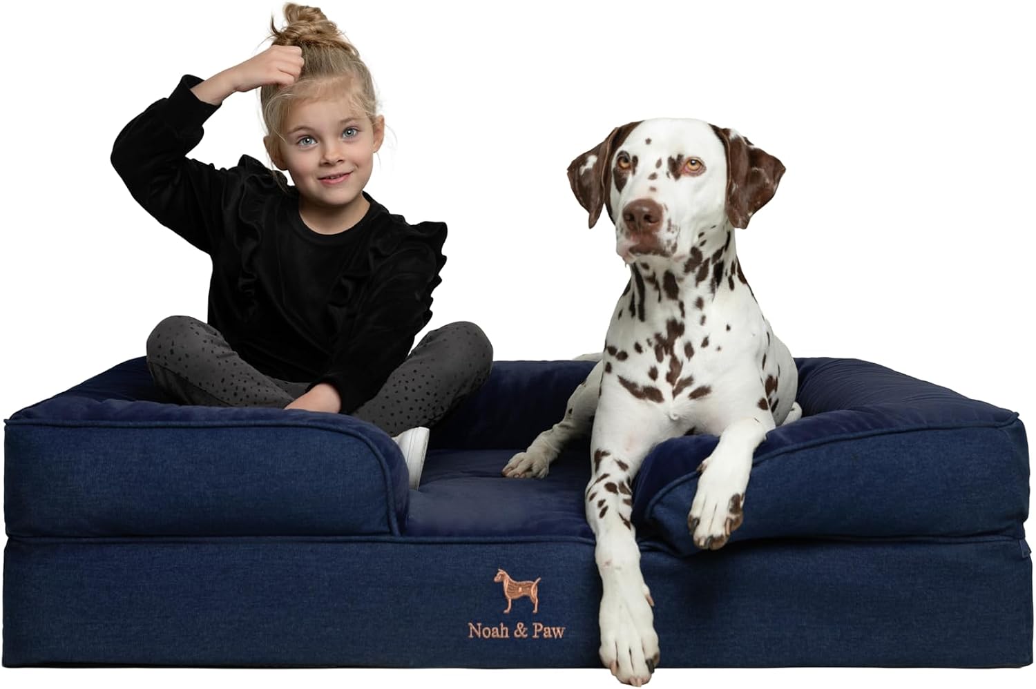 NOAH & PAW Giant Dog Bed XXL, 55x45x11 Inch, Orthopedic Dog Beds, Eggshell Memory Foam Infused with Cooling Gel, Inner Cover, Water Resistant, Machine Washable (Velvet Sofa Collection)