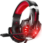 BENGOO Stereo Pro Gaming Headset for PS4, PC, Xbox One Controller, Noise Cancelling Over Ear Headphones with Mic, LED Light, Bass Surround, Soft Memory Earmuffs for Laptop Mac Wii Accessory Kits