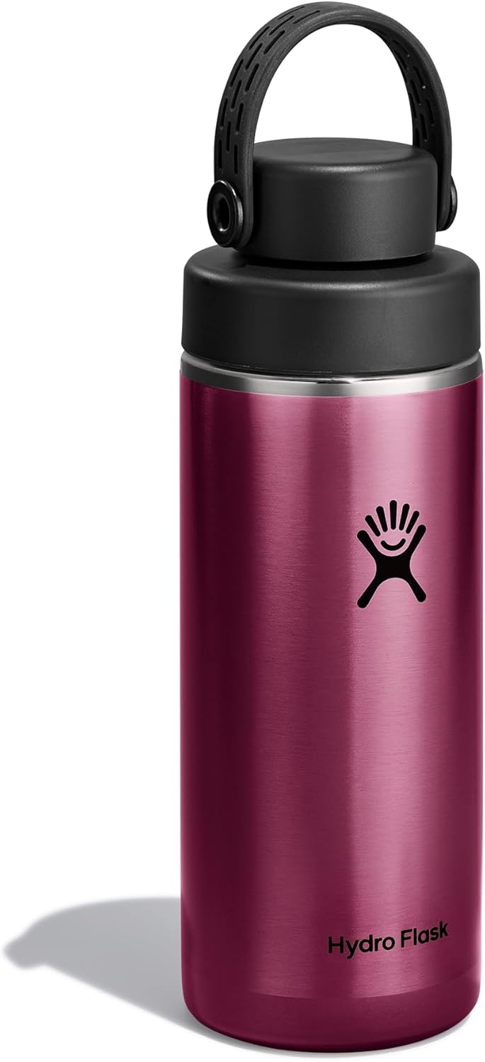 Hydro Flask Lightweight Wide Flex Chug Cap - Insulated Stainless Steel Water Bottle 16 Oz Garnet Red