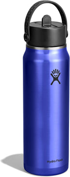Hydro Flask 32 Oz Lightweight Wide Straw Lid - Insulated Stainless Steel Water Bottle - Hiking, Commuting Sapphire Blue