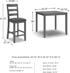 Signature Design by Ashley Bridson 5-Piece Counter Height Dining Table Set, Space-Saving Square Design, Solid Wood, Engineered Wood, and Birch Veneer Construction, Gray
