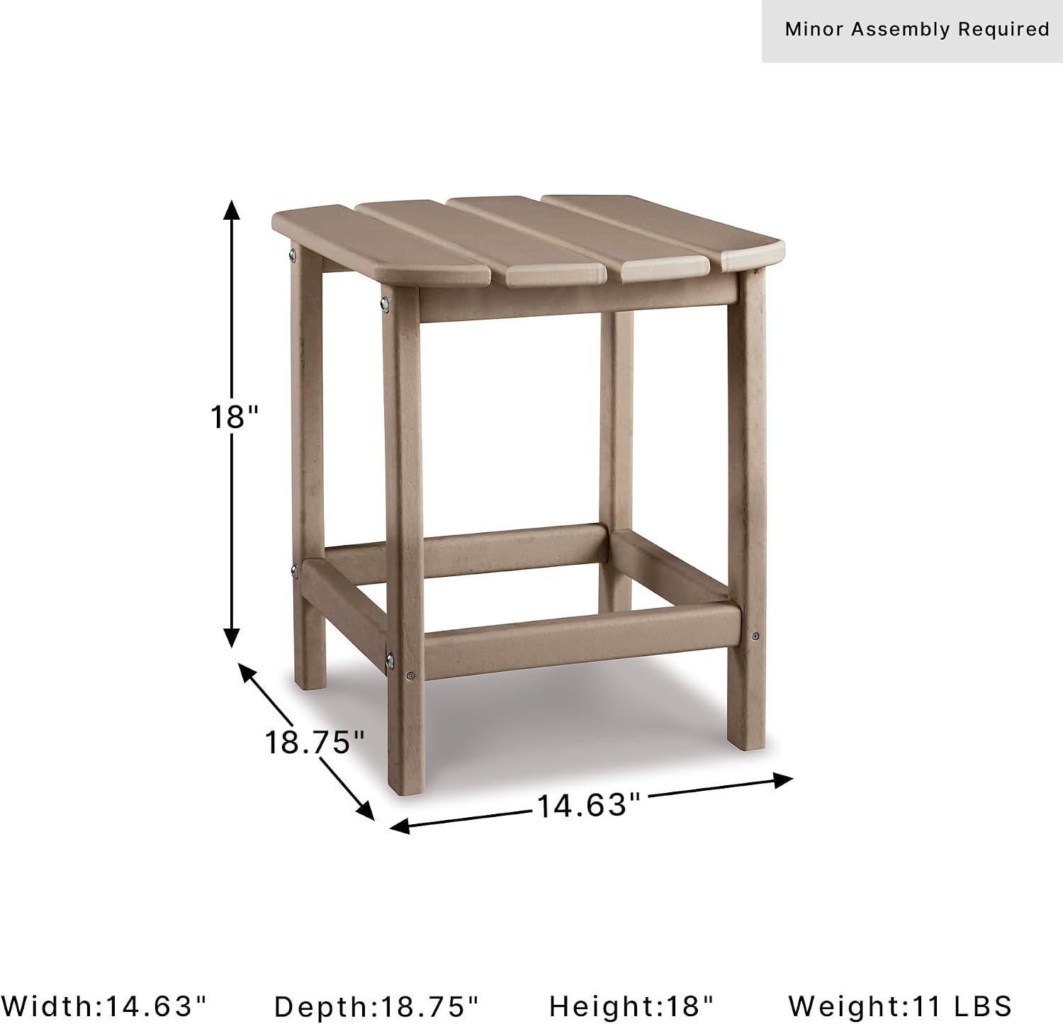 Signature Design by Ashley Sundown Treasure Outdoor Patio HDPE Weather Resistant End Table, Brown