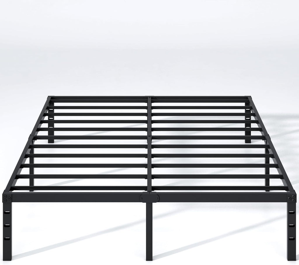 NEW JETO Metal Bed Frame,Queen Size Bed Frame with Storage Space,Heavy Duty Sturdy Mattress Foundation,Easy Assembly,No Box Spring Needed, Black,14 Inch,Queen