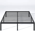 NEW JETO Metal Bed Frame,Queen Size Bed Frame with Storage Space,Heavy Duty Sturdy Mattress Foundation,Easy Assembly,No Box Spring Needed, Black,14 Inch,Queen