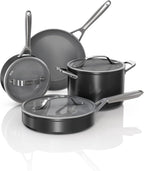 Ninja Ceramic Pro 7-Piece Cookware Set, Non-Stick Pots & Pans Set with Glass Lids, Nontoxic, PTFE Free, Ceramic Coated, Oven Safe, All Stovetops & Induction Compatible, Black, CW39007BK
