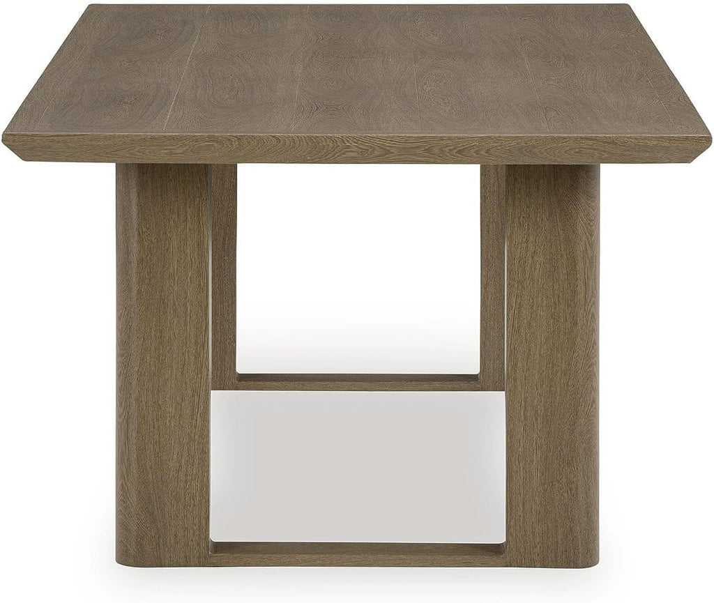 Signature Design by Ashley Serene Bay Outdoor Dining Table, Rust-Resistant Aluminum with Wood-Look Finish, 84-Inch Rectangular Patio Table with Umbrella Hole, Dark Brown