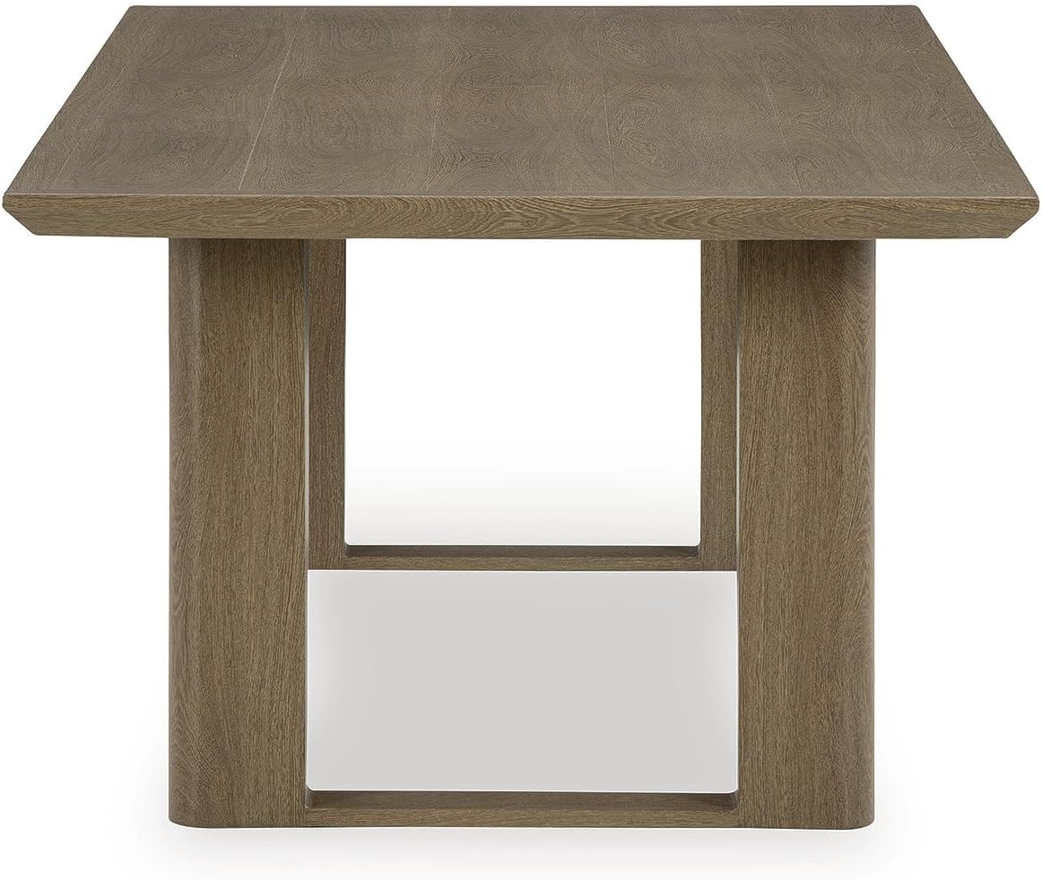 Signature Design by Ashley Serene Bay Outdoor Dining Table, Rust-Resistant Aluminum with Wood-Look Finish, 84-Inch Rectangular Patio Table with Umbrella Hole, Dark Brown