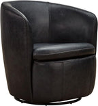 Signature Design by Ashley Kierreys Modern Top Grain Leather Upholstered Swivel Chair with Barrel Back, Black