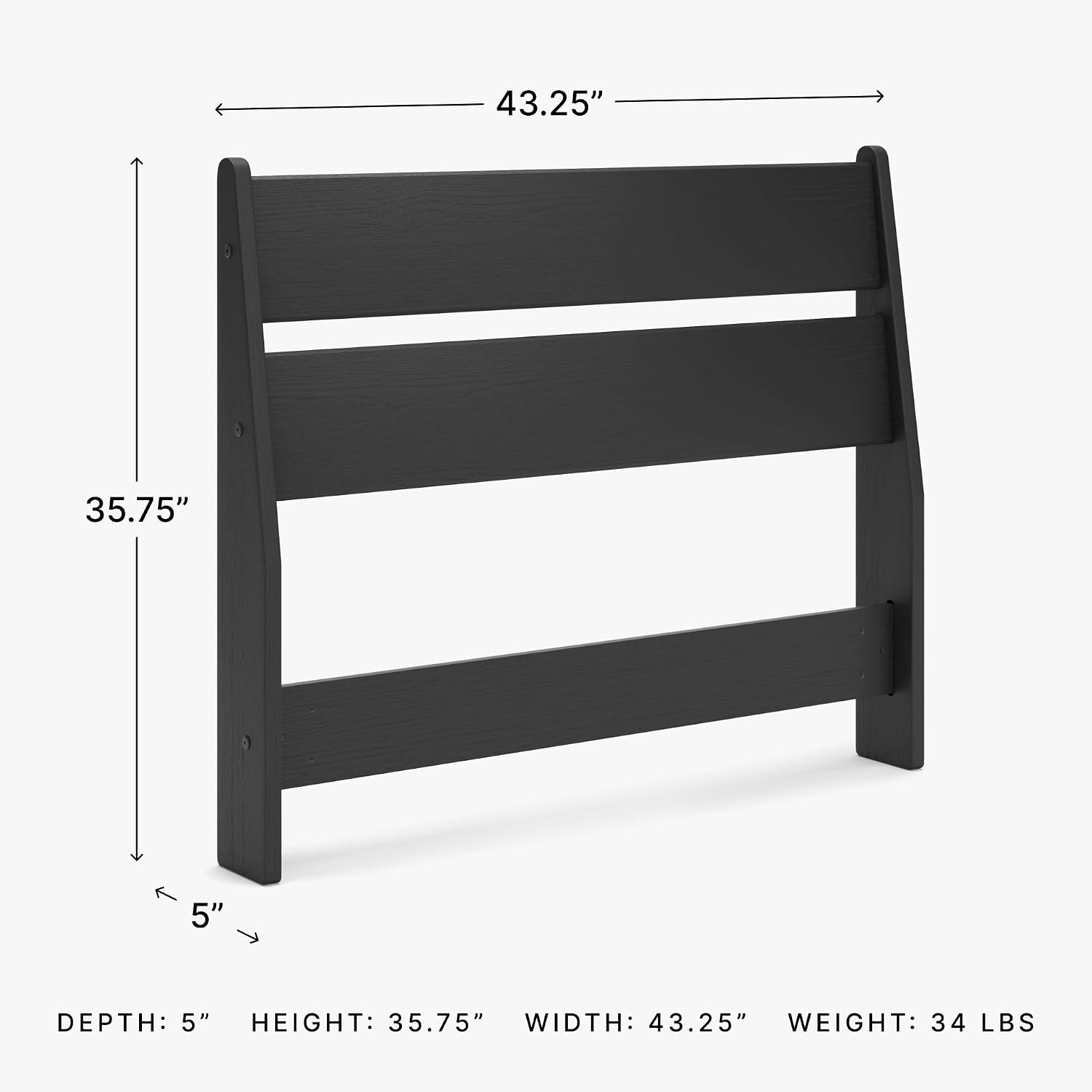 Signature Design by Ashley Socalle Twin Panel Headboard, Bed Frame Mount, Engineered Wood and Decorative Laminate Construction, Ideal for Small Bedrooms and Kids Rooms, Matte Black, Twin