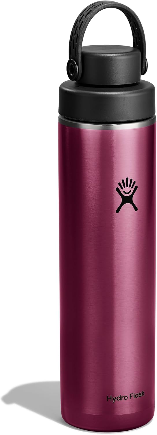 Hydro Flask Lightweight Wide Flex Chug Cap - Insulated Stainless Steel Water Bottle 24 Oz Garnet Red