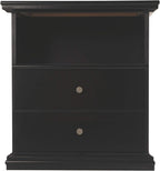 Signature Design by Ashley Maribel Children's Traditional 1 Drawer Nightstand with 1 Storage Cubby, 24.37" Tall, Black