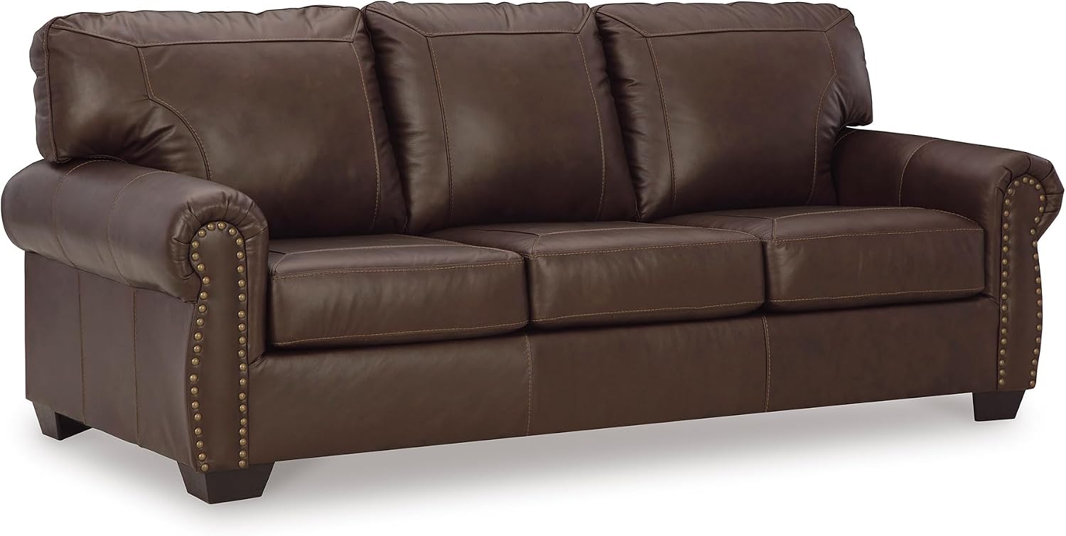 Signature Design by Ashley Colleton 92-Inch Classic Sofa, Dark Brown Leather Match, No Assembly Required, Durable Reinforced Frame, Couch for Living Room