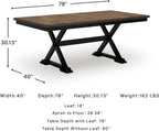 Signature Design by Ashley Wildenauer Dining Extension Table, 18" Self-Storing Butterfly Leaf, Hardwood Solids, Mango Veneer & MDF Substrate, Seats 6 to 8 for Kitchens, Black & Dark Brown, 78"