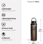 Hydro Flask Lightweight Wide Flex Chug Cap - Insulated Stainless Steel Water Bottle 16 Oz Obsidian
