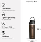 Hydro Flask Lightweight Wide Flex Chug Cap - Insulated Stainless Steel Water Bottle 16 Oz Quartz