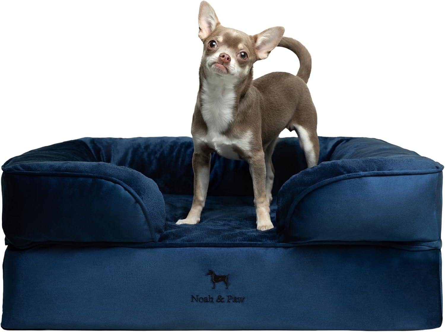 NOAH & PAW Giant Dog Bed XXL, 55x45x11 Inch, Orthopedic Dog Beds, Eggshell Memory Foam Infused with Cooling Gel, Inner Cover, Water Resistant, Machine Washable (Velvet Sofa Collection)