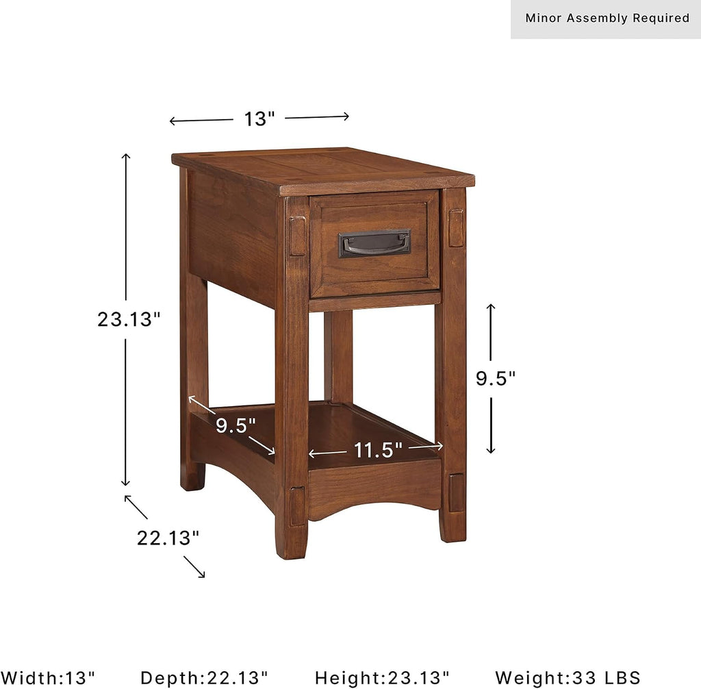 Signature Design by Ashley Breegin End Table With Drawer and Shelf, Mission-Style, Veneers and Wood Construction for Living Rooms and Bedrooms, 13' x 22'