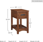 Signature Design by Ashley Breegin End Table With Drawer and Shelf, Mission-Style, Veneers and Wood Construction for Living Rooms and Bedrooms, 13' x 22'