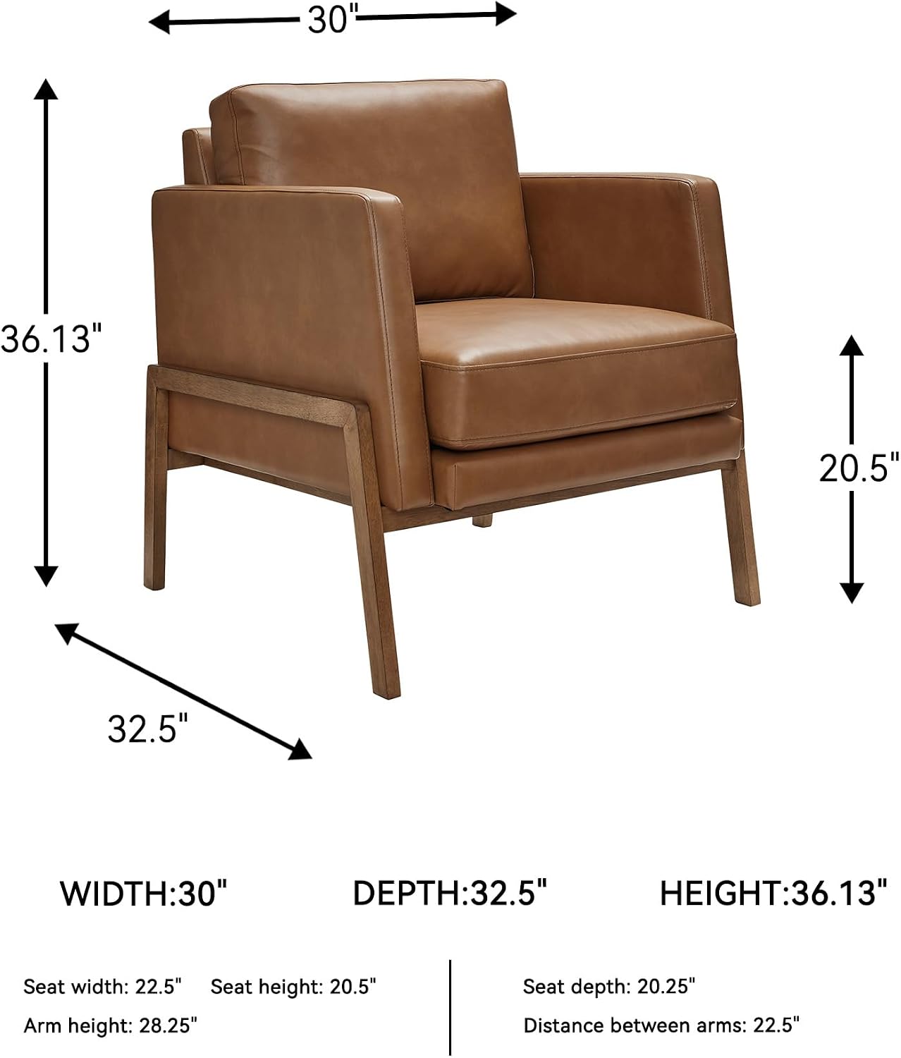 Signature Design by Ashley Numund Contemporary Faux Leather Upholstered Accent Chair with Removable Cushions and Track Arms, Light Brown