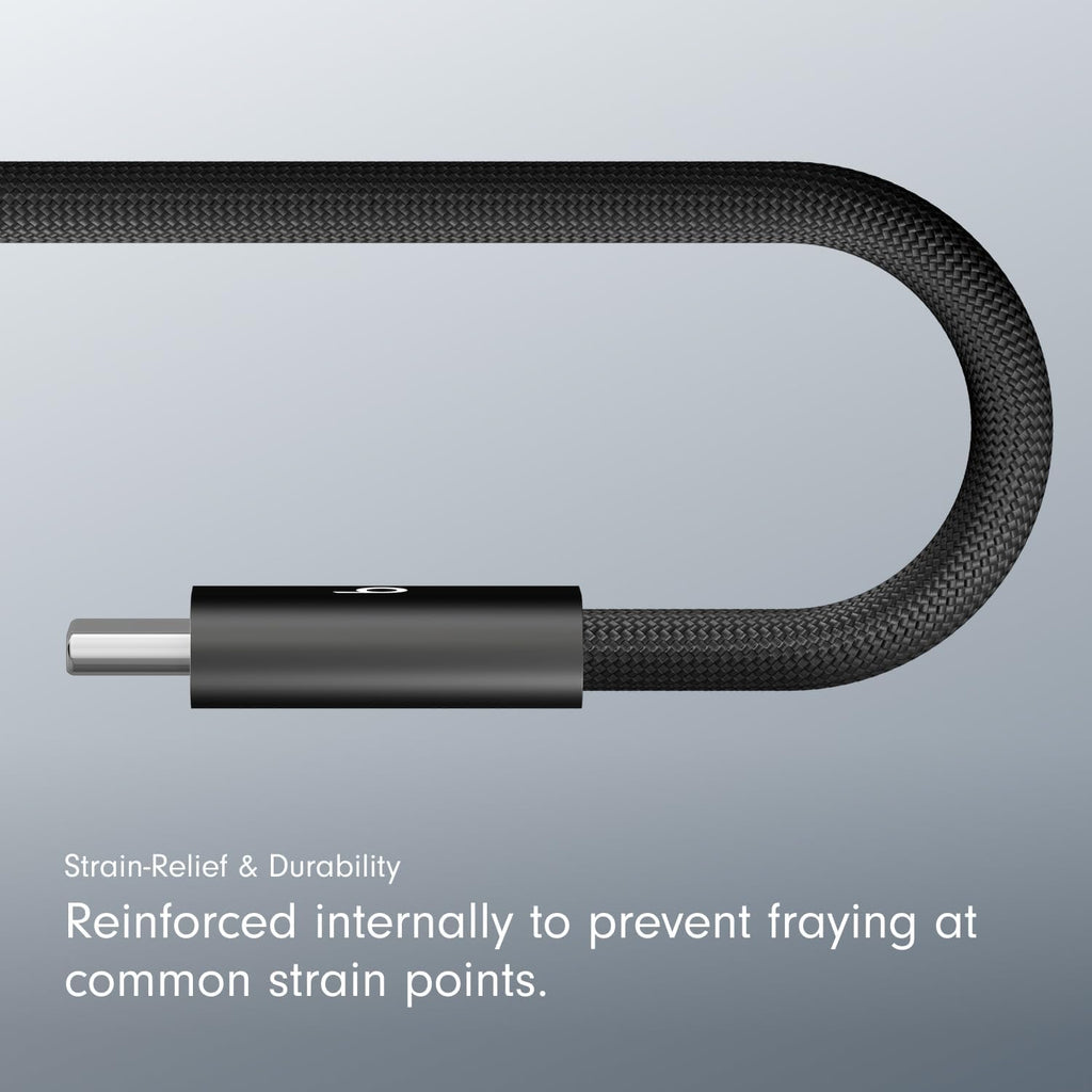 Beats 240W USB-C to USB-C Braided Cable, Fast Charging, Durable/Tangle Free, Compatible with Apple and Android Devices (3 m/10 ft) – Bolt Black