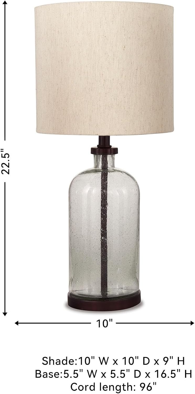 Signature Design by Ashley Bandile Modern Farmhouse 22.5" Seeded Glass Table Lamp, Bronze