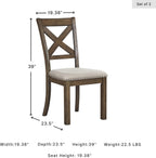 Signature Design by Ashley Moriville Modern Farmhouse 19" Upholstered Dining Room Chair, 2 Count, Brown