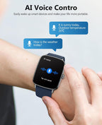 SOUYIE Smart Watches for Men Women, 1.85" AI Voice Smartwatch, 24/7 Heart Rate Monitor, Stress/SpO2/Sleep Tracker, IP68 Waterproof, Weather, 100+ Sports Fitness Tracker for Android iOS Blue