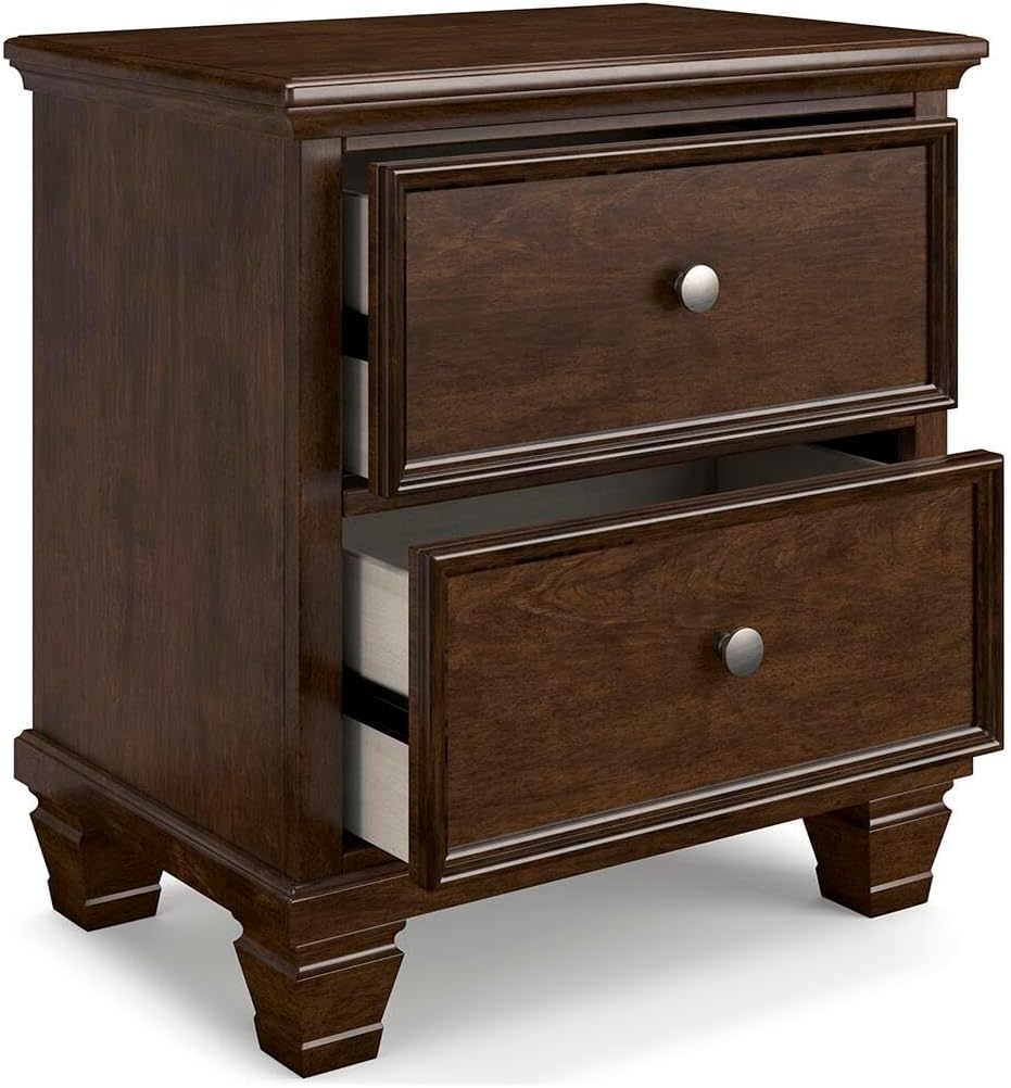Signature Design by Ashley Danabrin Classic 2 Drawer Nightstand for Bedroom, 26.63" Tall, Dark Brown