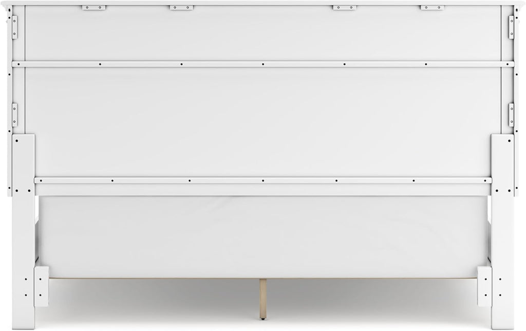 Signature Design by Ashley Fortman Transitional California King Panel Bed with Tapered Feet, Foundation or Box Spring Needed, White