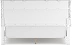 Signature Design by Ashley Fortman Transitional California King Panel Bed with Tapered Feet, Foundation or Box Spring Needed, White