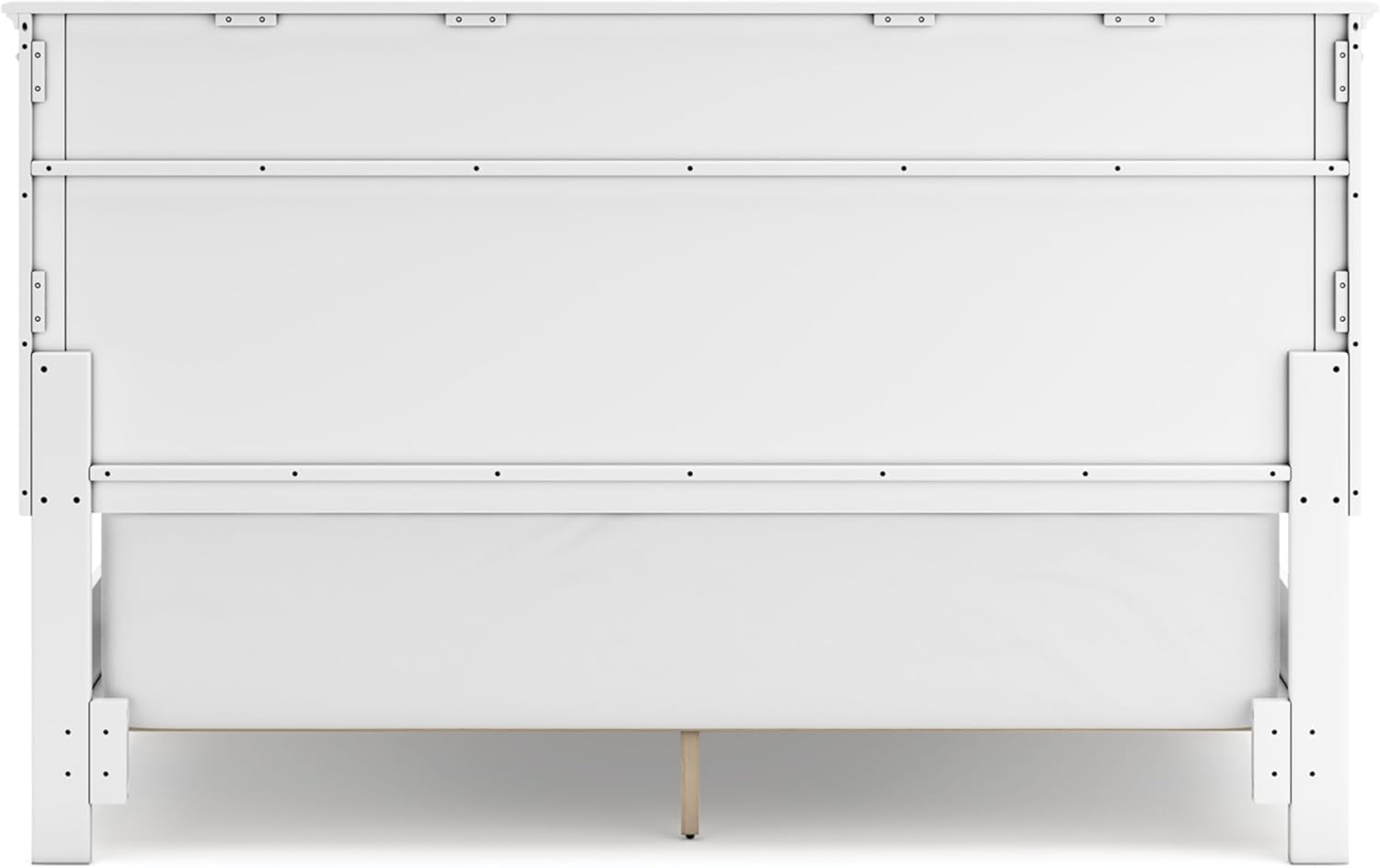 Signature Design by Ashley Fortman Transitional California King Panel Bed with Tapered Feet, Foundation or Box Spring Needed, White