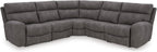 Signature Design by Ashley Contemporary Next-Gen DuraPella L-Shape Symmetrical Faux Leather 5-Piece Power Reclining Sectional with Adjustable Headrest and USB Charging Ports, Gray