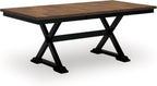 Signature Design by Ashley Wildenauer Dining Extension Table, 18" Self-Storing Butterfly Leaf, Hardwood Solids, Mango Veneer & MDF Substrate, Seats 6 to 8 for Kitchens, Black & Dark Brown, 78"
