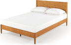 Zinus Allen Mid Century Wood Platform Bed Frame, Solid Wood Foundation, Wood Slat Support, No Box Spring Needed, Easy Assembly, Queen