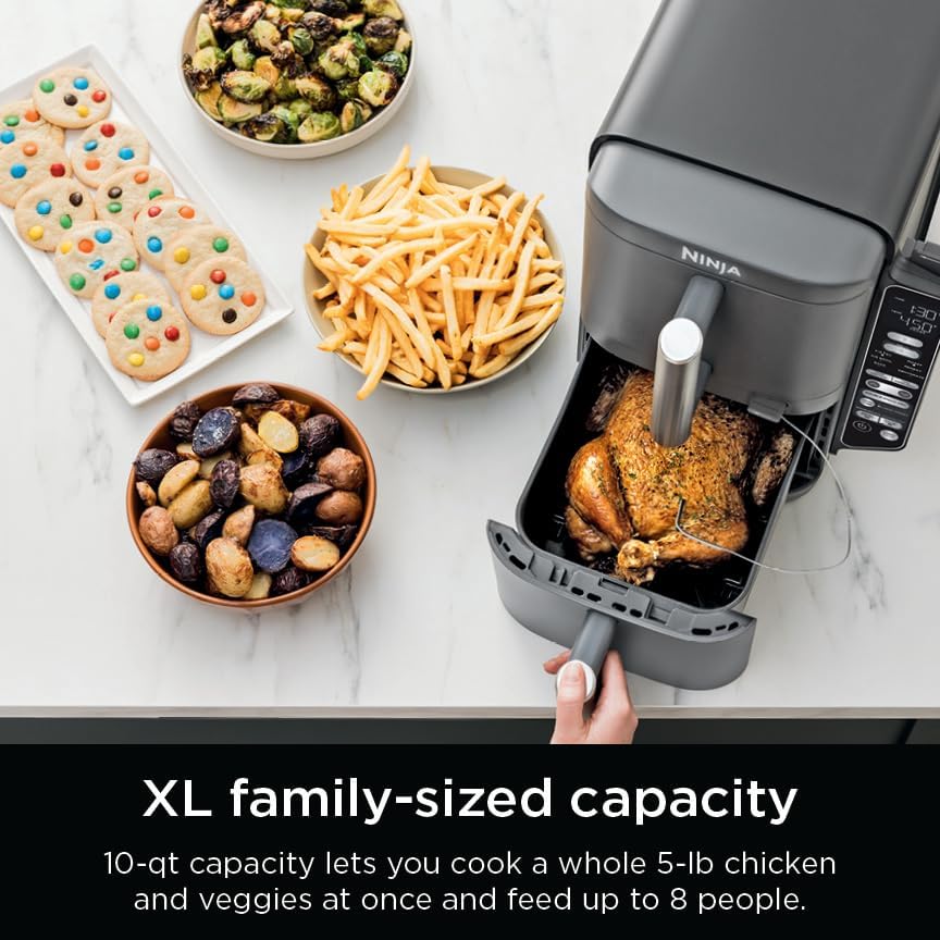 Ninja DoubleStack XL Smart Air Fryer, 2-Basket, 10 QT, 6-in-1, DoubleStack Technology Cooks 4 Foods at Once, Space Saving Design, Air Fry, Broil, Bake SL451