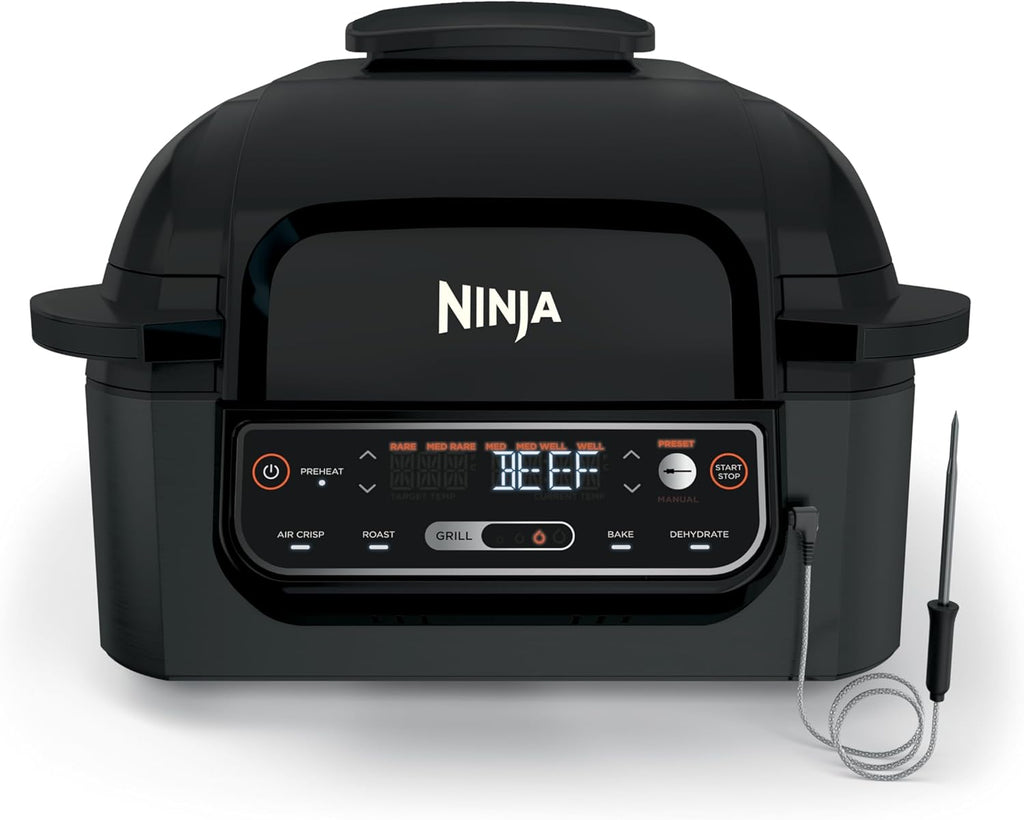 Ninja® Foodi™ Smart 5-in-1 Indoor Grill | With 4-Quart Air Fryer, Roast, Bake, Dehydrate, and Smart Cook System | Black | LG451BK