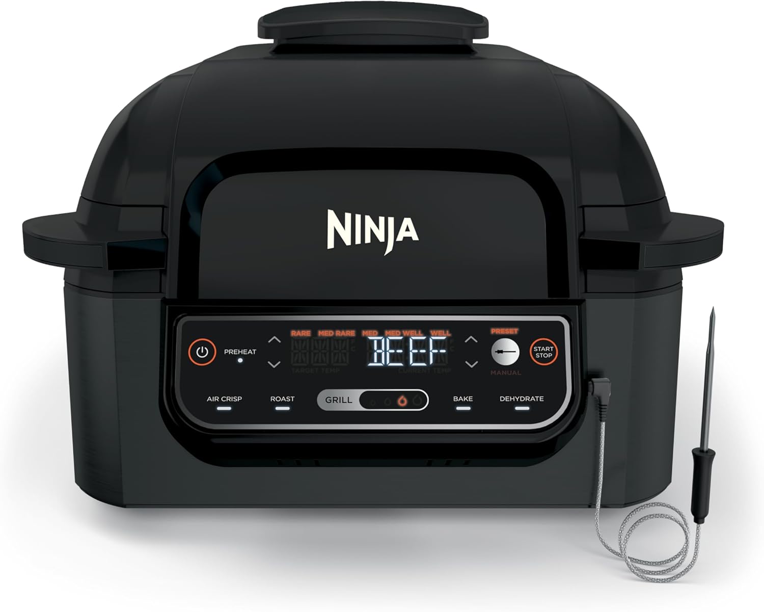 Ninja® Foodi™ Smart 5-in-1 Indoor Grill | With 4-Quart Air Fryer, Roast, Bake, Dehydrate, and Smart Cook System | Black | LG451BK