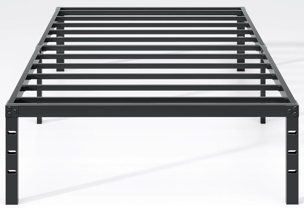 NEW JETO Metal Bed Frame,Queen Size Bed Frame with Storage Space,Heavy Duty Sturdy Mattress Foundation,Easy Assembly,No Box Spring Needed, Black,14 Inch,Queen