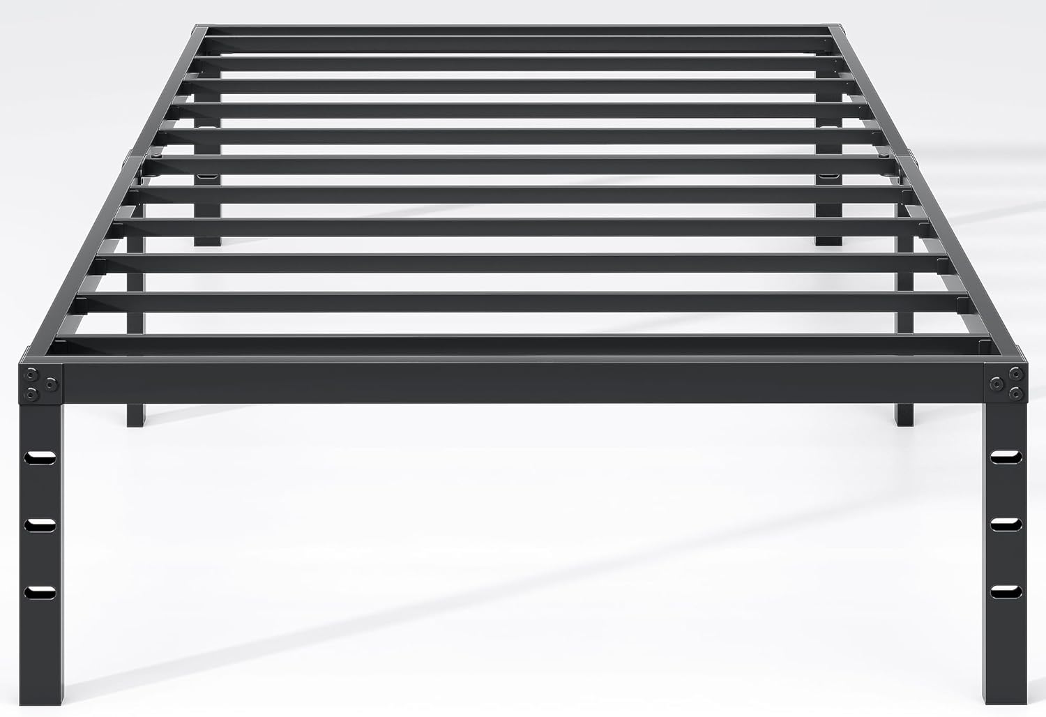 NEW JETO Metal Bed Frame,Queen Size Bed Frame with Storage Space,Heavy Duty Sturdy Mattress Foundation,Easy Assembly,No Box Spring Needed, Black,14 Inch,Queen