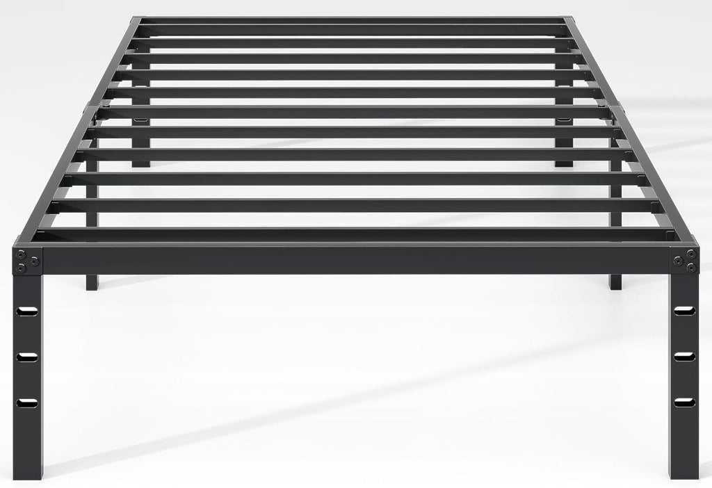 NEW JETO Metal Bed Frame,Queen Size Bed Frame with Storage Space,Heavy Duty Sturdy Mattress Foundation,Easy Assembly,No Box Spring Needed, Black,14 Inch,Queen