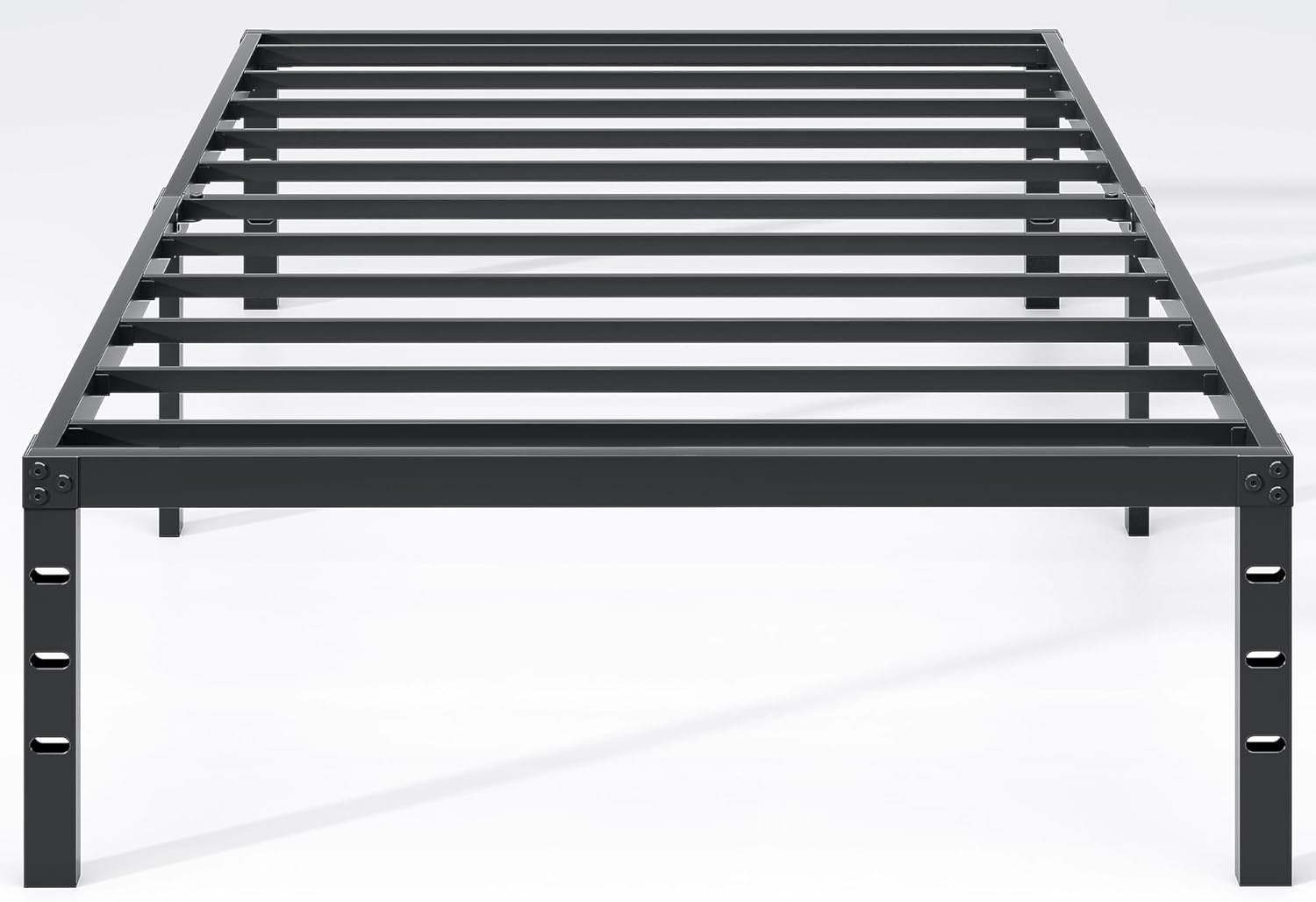 NEW JETO Metal Bed Frame,Queen Size Bed Frame with Storage Space,Heavy Duty Sturdy Mattress Foundation,Easy Assembly,No Box Spring Needed, Black,14 Inch,Queen