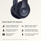 Beats Studio Pro Premium Wireless Over-Ear Headphones- Up to 40-Hour Battery Life, Active Noise Cancelling, Great for Travel & Commuting, USB-C Lossless Audio, Apple & Android Compatible - Navy