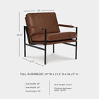 Signature Design by Ashley Puckman Brown Leather Accent Chair, Contemporary Living Room Seating, Sturdy Metal Frame