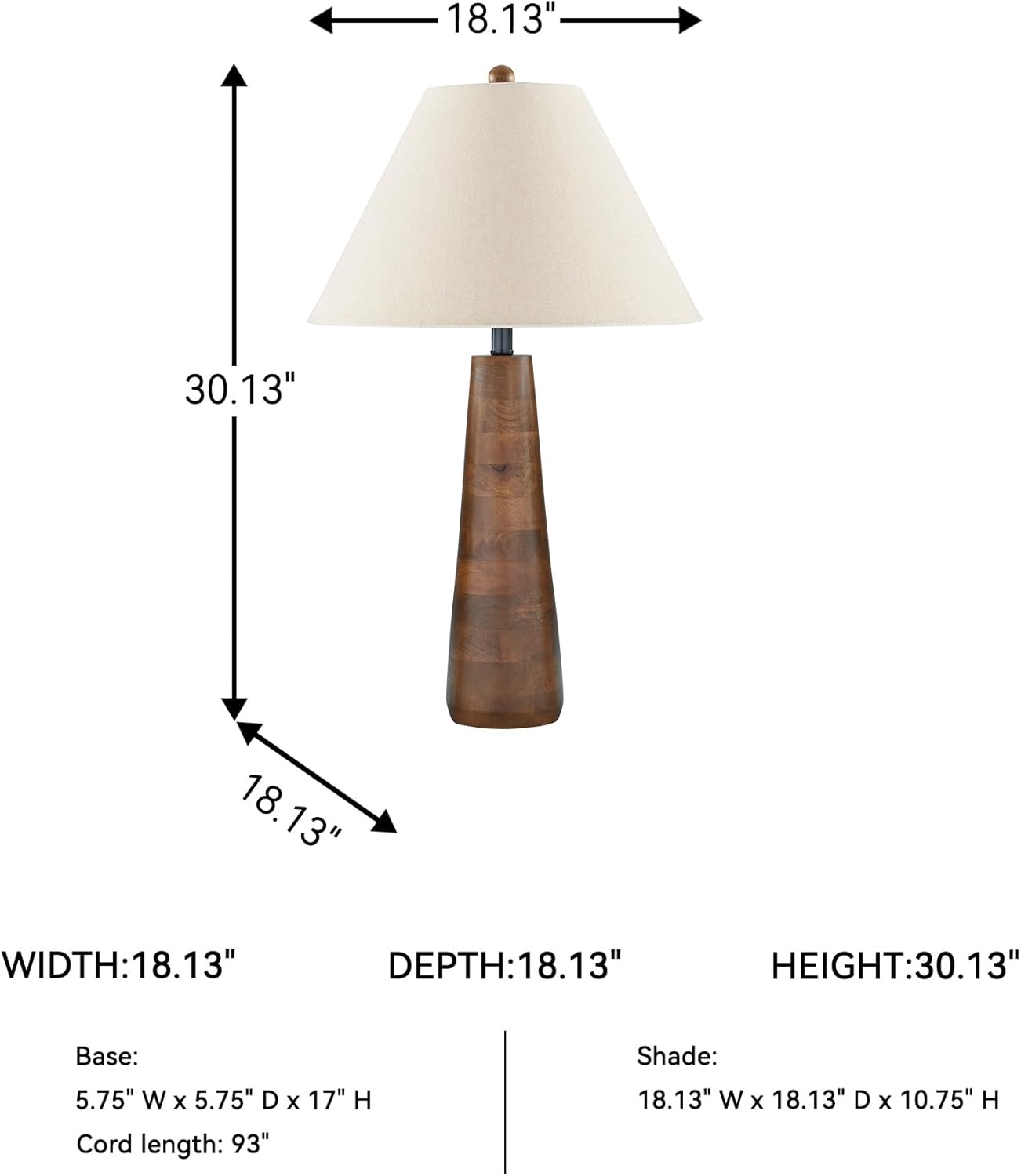 Signature Design by Ashley Danset Wood Table Lamp, 30 Inch Tall Living Room Light with Empire Hardback Fabric Shade, Contemporary Bedside Lighting, Brown